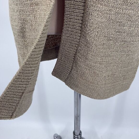 August Silk Collared Short Sleeve Knit Tunic Top Beige M - Picture 6 of 13